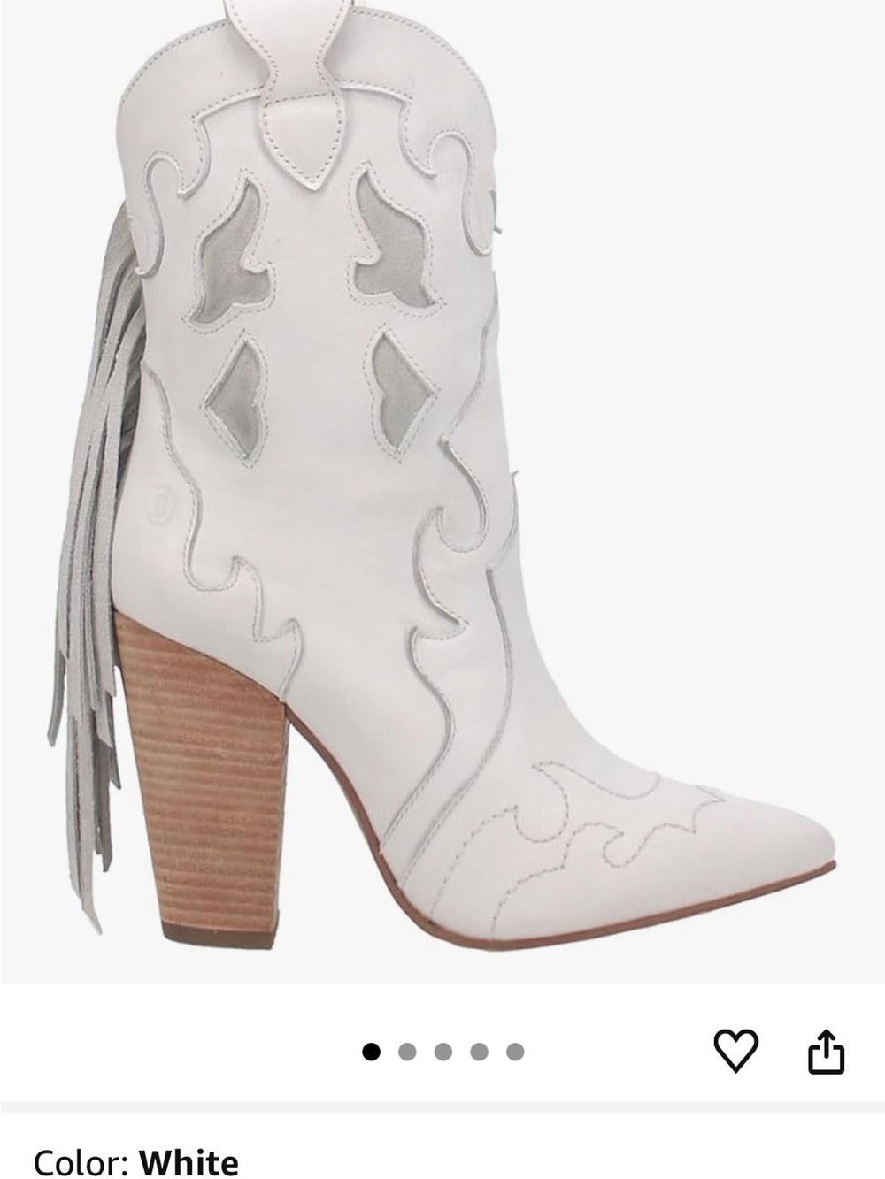 NWT Dingo leather Women Western white Fringe Ankle Boots 8.5 Msrp $149